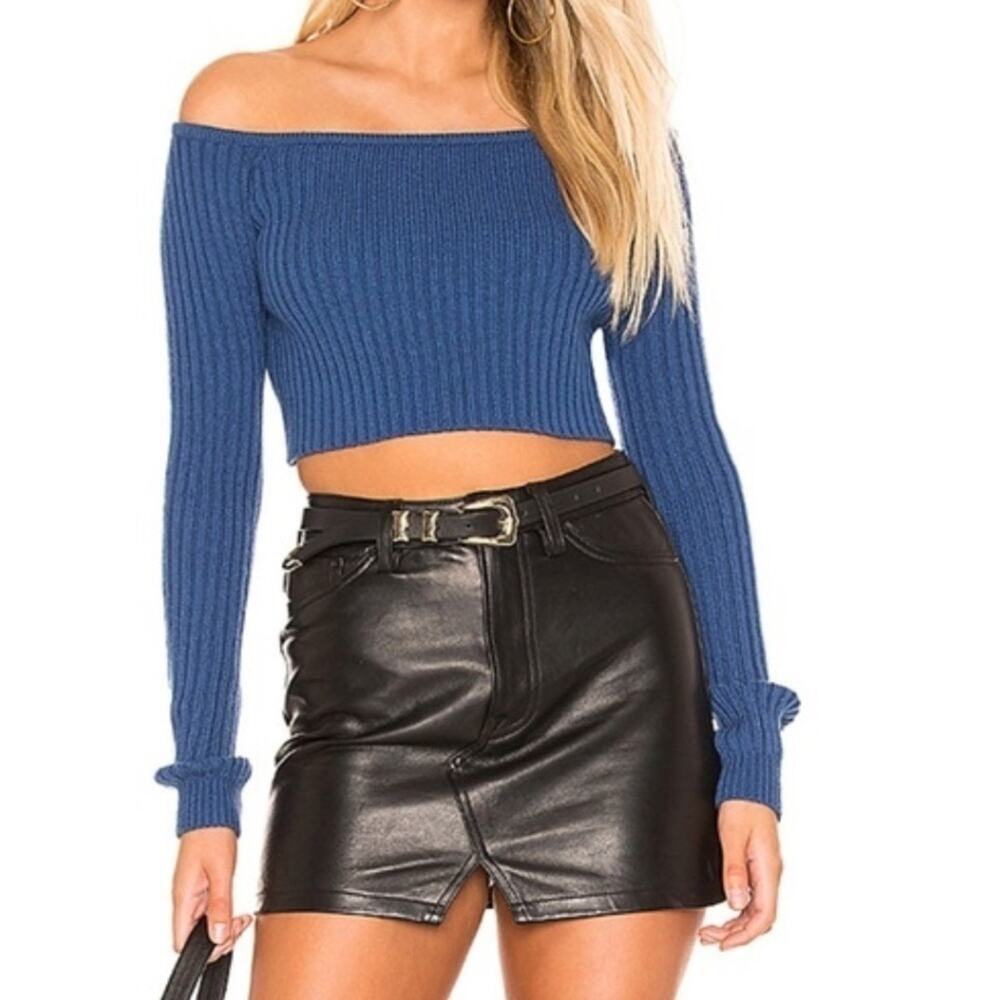 Lovers + Friends Navy Crop Sweater